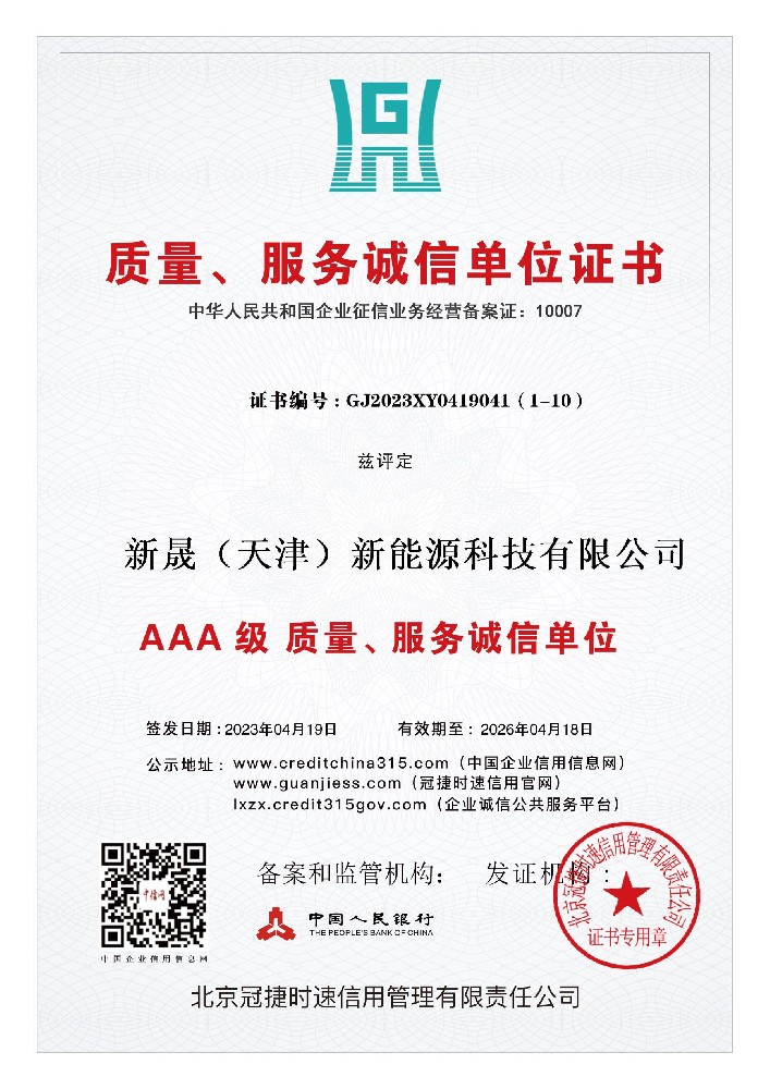 Quality, service integrity unit certificate